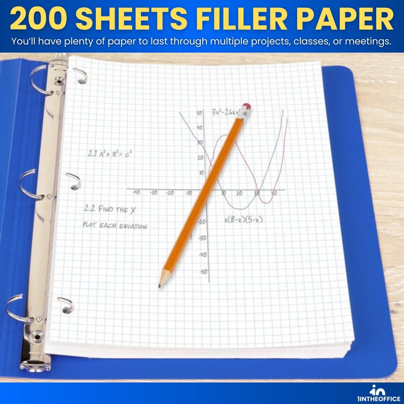 1InTheOffice Graph Paper Loose Leaf, Graph Ruled Filler Paper, 8.5 x 11, 200 Sheets/Pack, White - Image 5